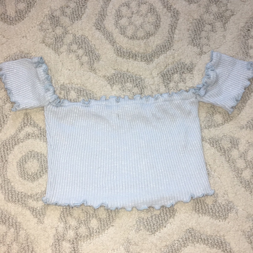 Light blue ruffled crop top